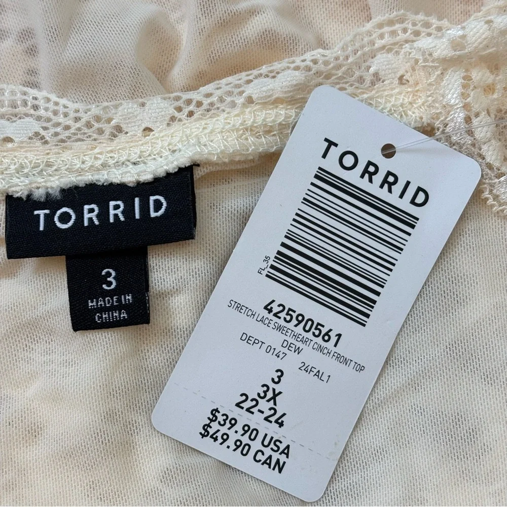 NEW Torrid Stretch Lace Sweetheart Cinch Front Top Plus Size 3X - Picture 8 of 10
